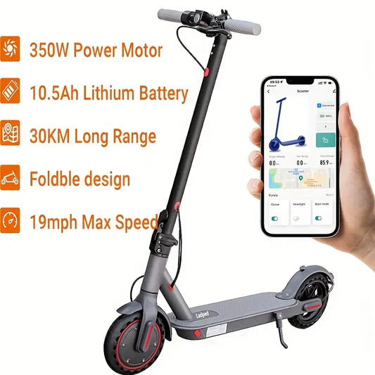 350W Motor LADPED Lp80 Folding Electric Scooter - 36V-42V Battery, 8.5inches Anti-skid Solid Tire, 19MPH Speed, Long Range, Foldable Commuting E-Scooter For Adults - Surprise Birthday Gifts