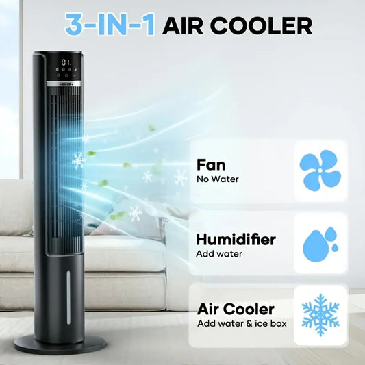 40-Inch Black Tower Fan With Air Cooling Function, 3-Mode Operation & 12H Timer With Oscillation